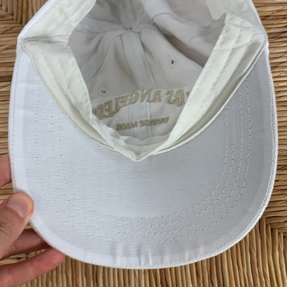 Los Angeles Embroidered Vintage Made White on White Adjustable Hat Cap